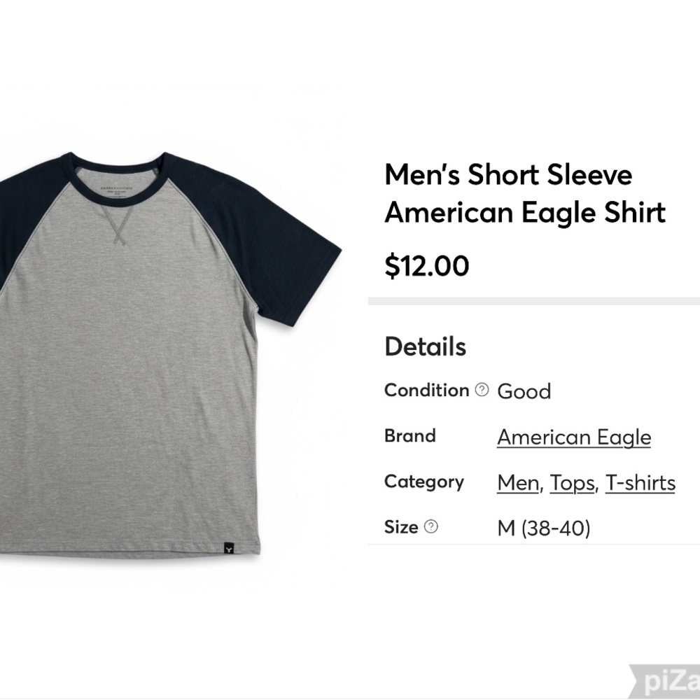 American Eagle Outfitters Men's Gray and Navy Raglan Tee